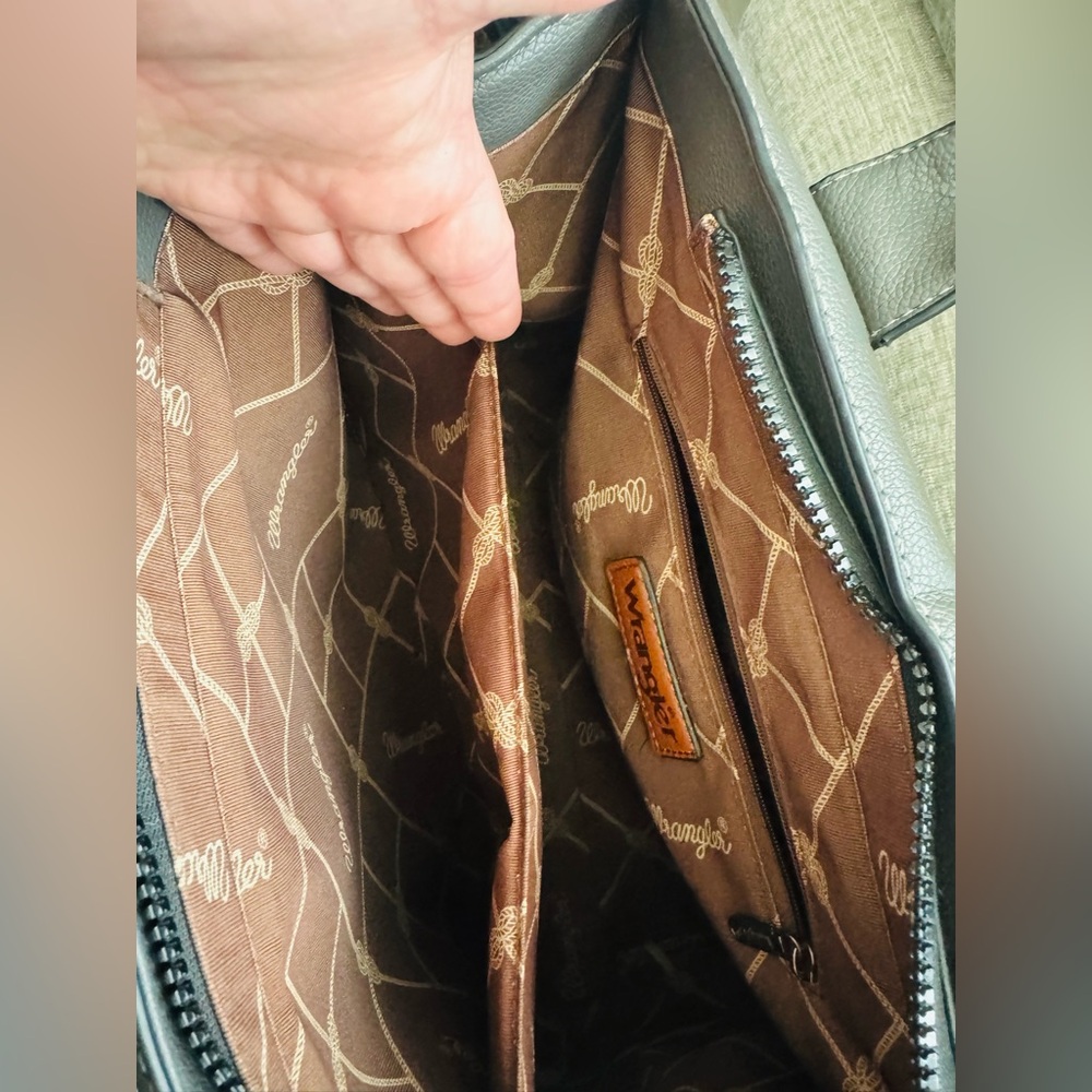 Stylish Gray Leather Tote Bag ,WRANGLER BRAND! - Picture 3 of 11